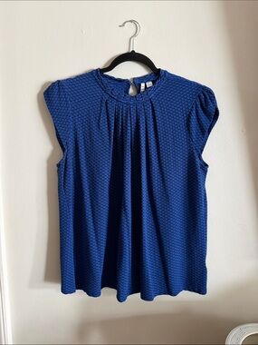 Elle Royal Blue Sleeveless Pleated Blouse